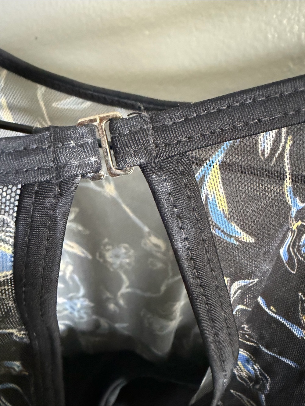 BloomChic Black Floral One-Piece Swimsuit with Blue and White Accents - Picture 3 of 9
